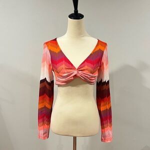 ASOS NWT knitted pink jersey chevron twist front beach crop top co-ord